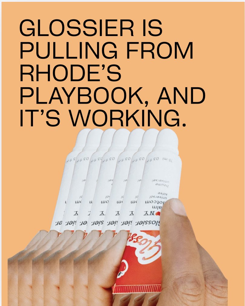 Glossier headline post on peach