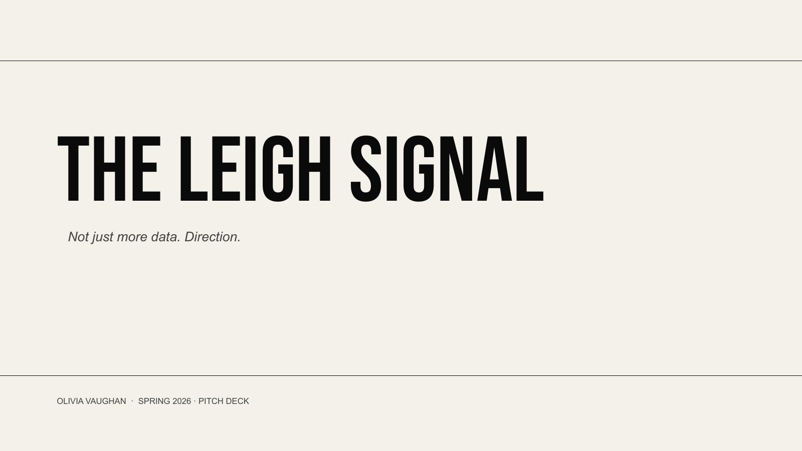 Title slide reading The Leigh Signal