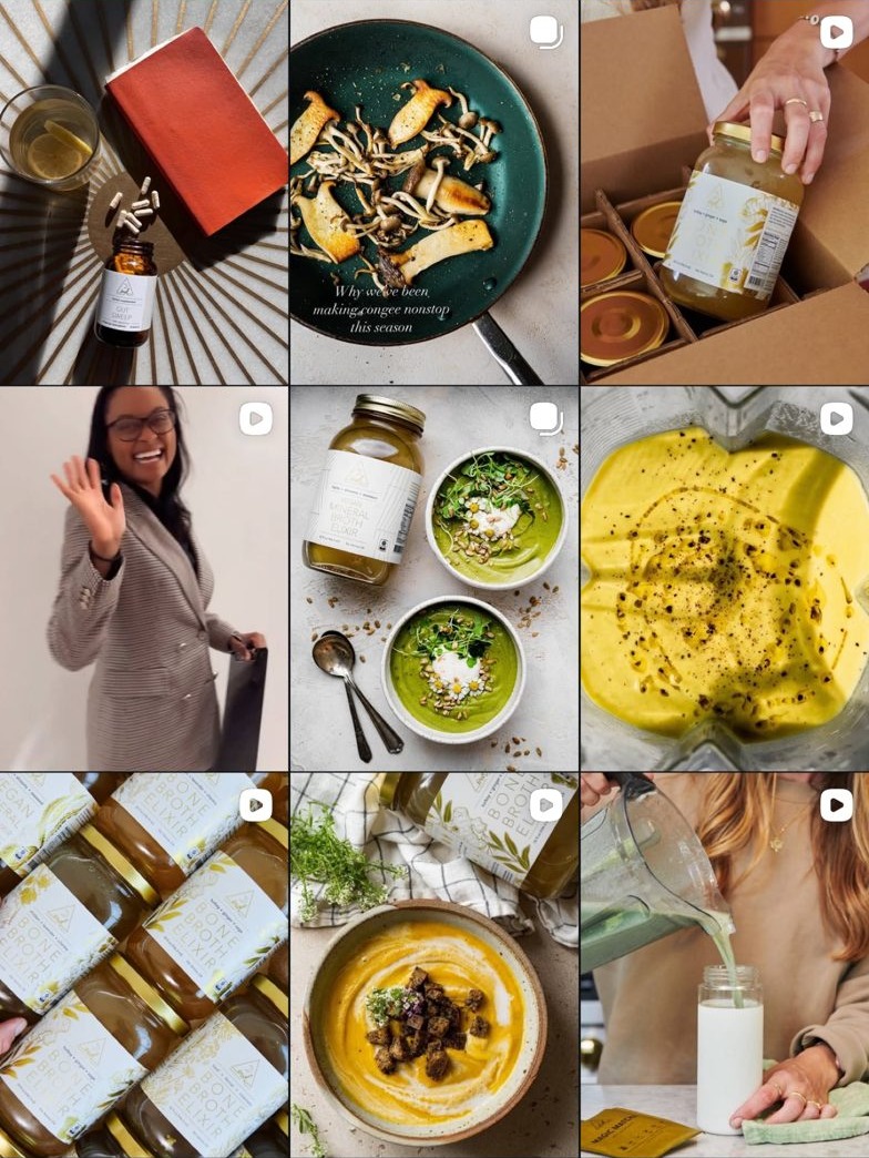 Nine posts from the OWL Venice Instagram grid, mixing product, recipe, and people shots